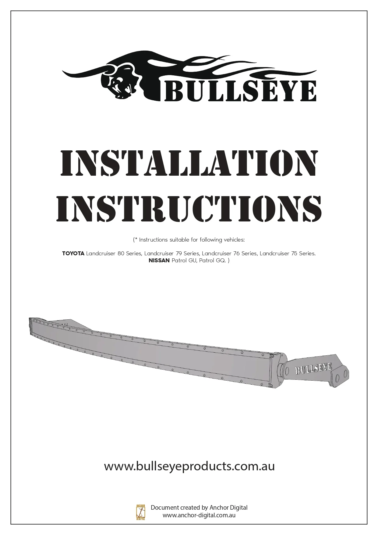 PDF Instructions - GU-GQ-79-76-75-80 | Bullseye Products 4x4